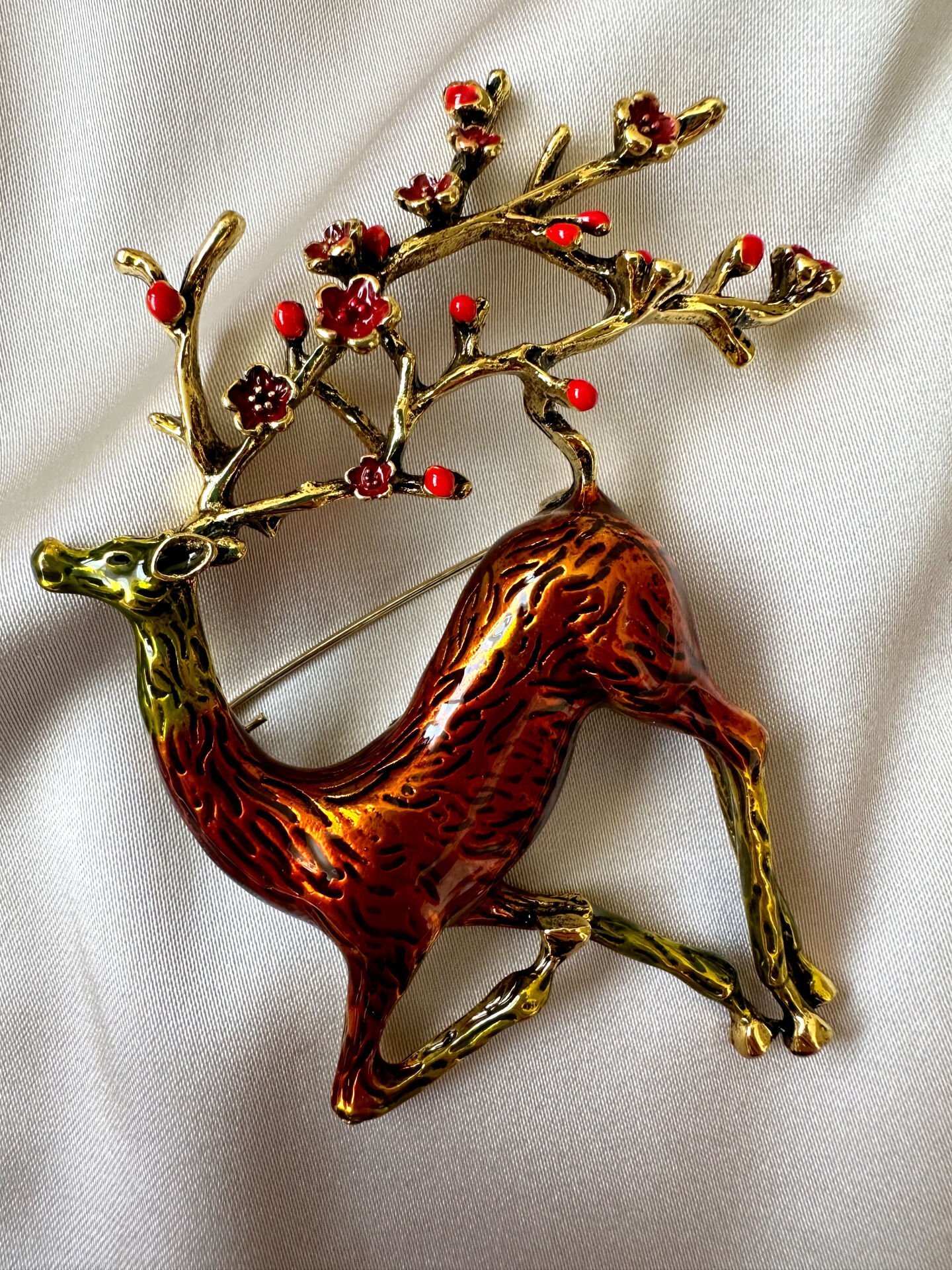 Yeni Yıl Geyik Broş(Kahve)