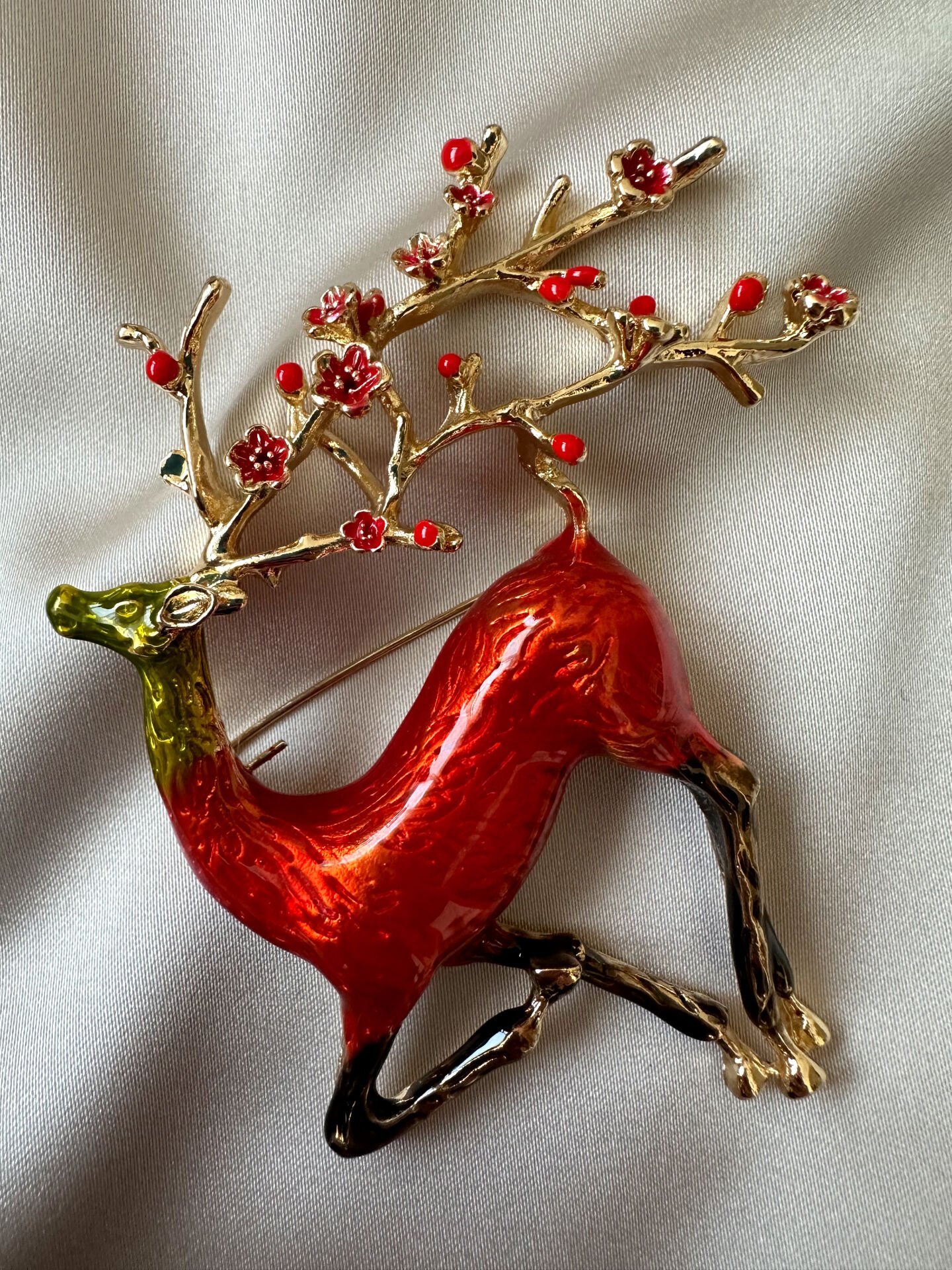 Yeni Yıl Geyik Broş(Turuncu)