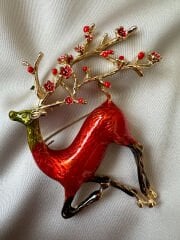 Yeni Yıl Geyik Broş(Turuncu)
