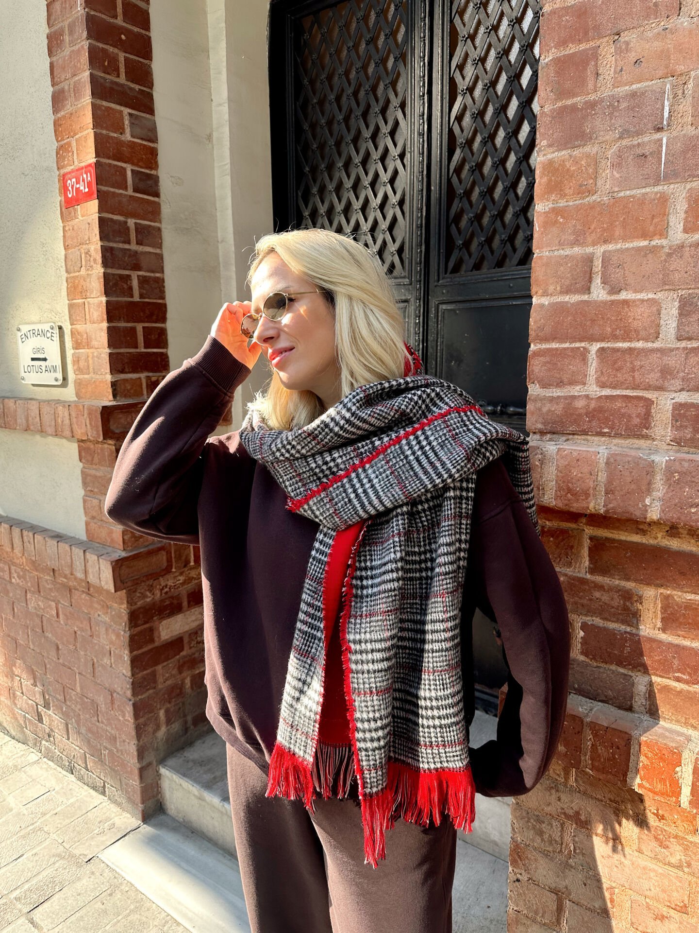 Ekose Çift Taraflı Şal(Kırmızı)