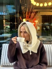 Ekru Düğmeli Balaclava