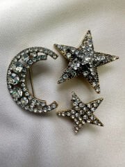 Marka Model Ay Yıldız Broş Seti