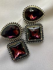 Marka Model Taşlı Küpe(Mürdüm)