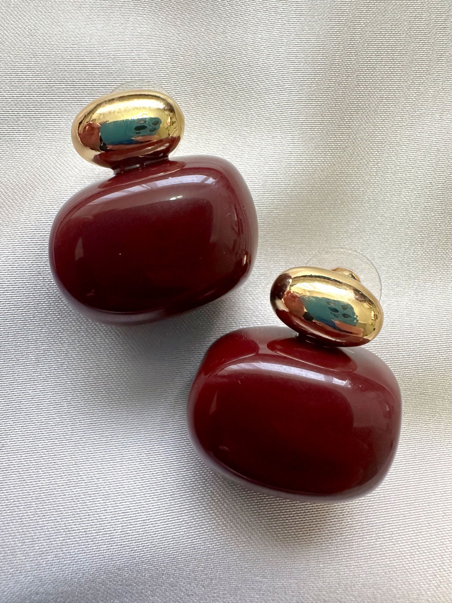 Asimetrik Top Küpe(Bordo)