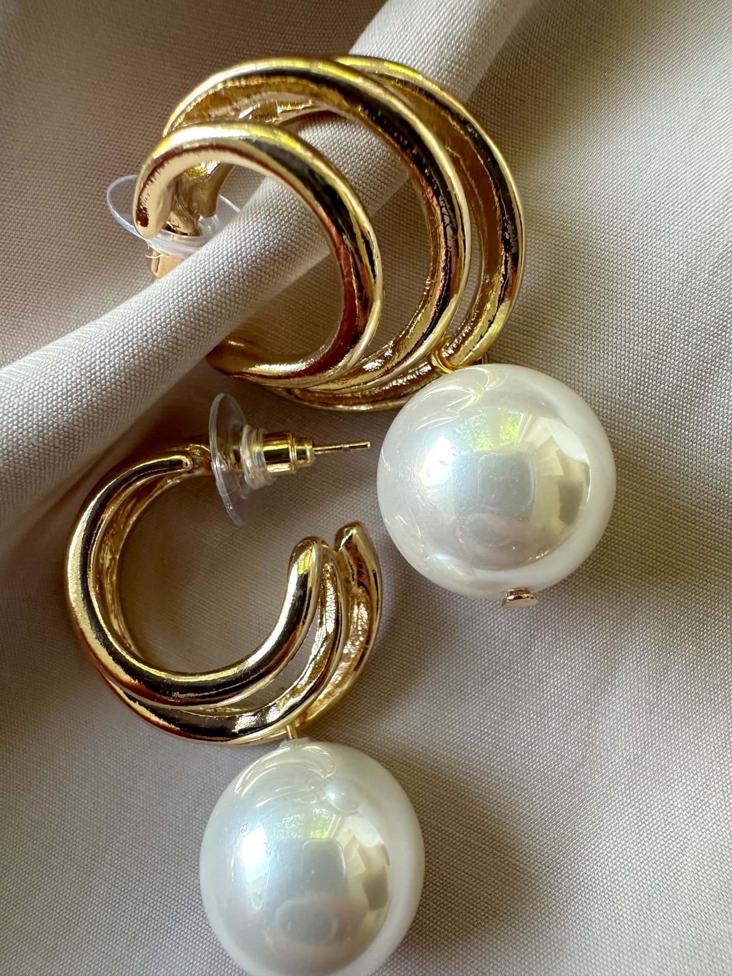 Üçlü İnci Küpe(Gold)