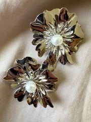 İncili Çiçek Küpe(Silver)