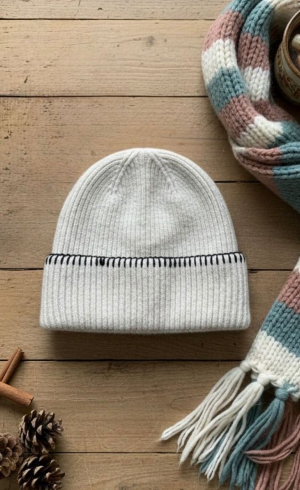 Sarmal İp Geçişli Kadın Bere(Ekru)