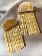 Sallantılı Kemik Küpe(Ekru)