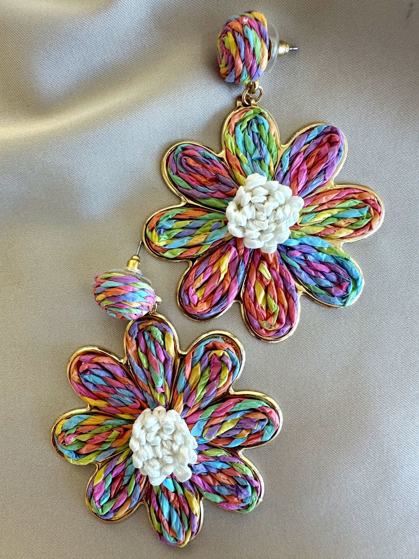 Hasır Çiçek Küpe(Soft Renk)