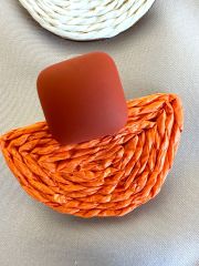 Hasır Yarım Daire Küpe(Turuncu)