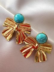 Çelik Firuze Fiyonk Küpe