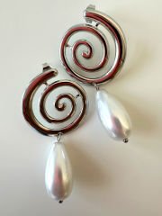 Çelik Daire Geçişli İnci Küpe(Silver)