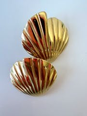 Çelik Deniz Kabuğu Plaka Küpe(Gold)