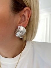 Çelik Deniz Kabuğu Plaka Küpe(Silver)