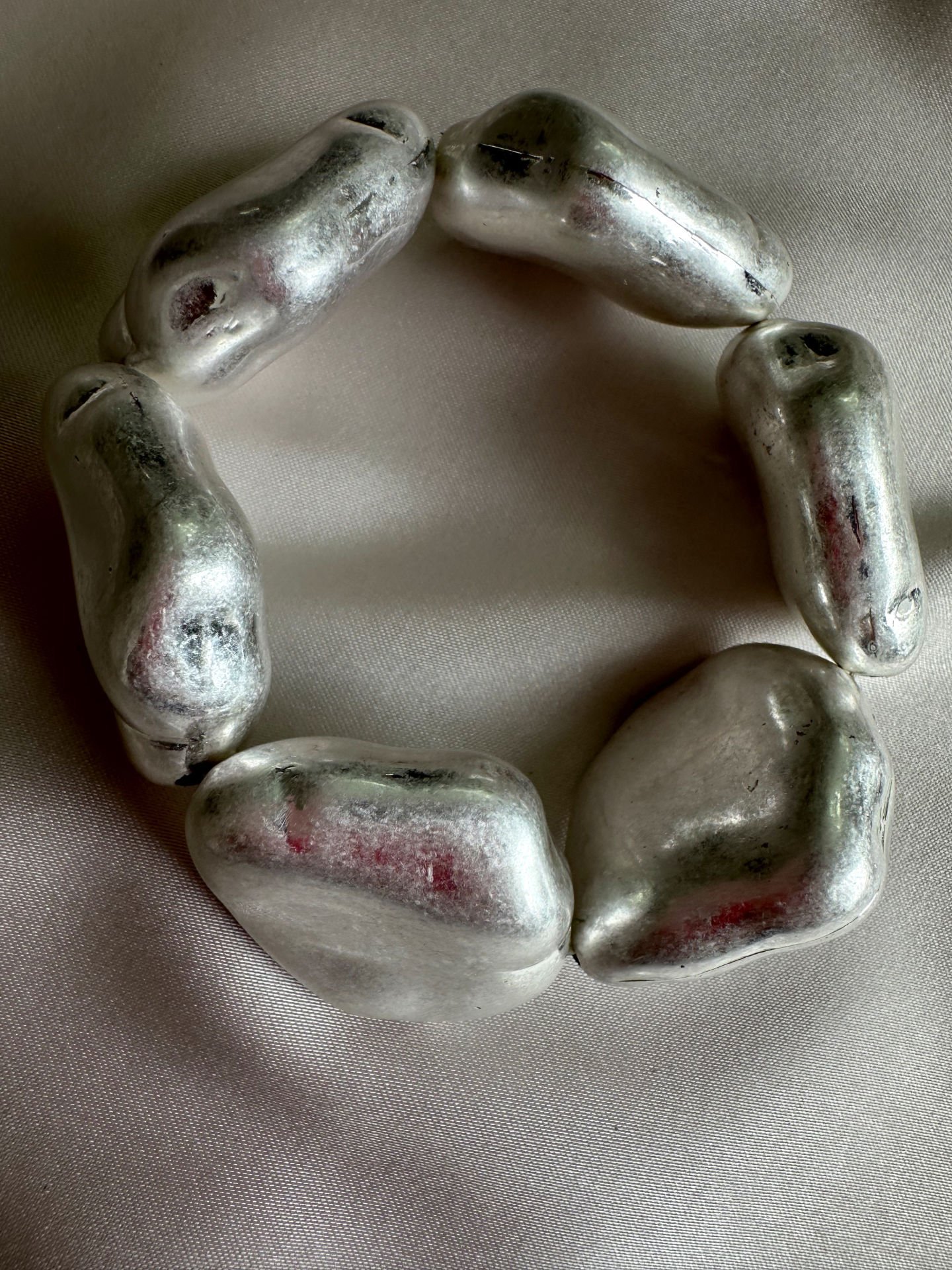 Mat Asimetrik Taşlı Lastikli Bileklik(Silver)