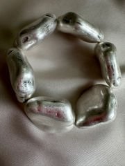 Mat Asimetrik Taşlı Lastikli Bileklik(Silver)