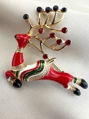 Yeni Yıl Kırmızı Geyik Broş