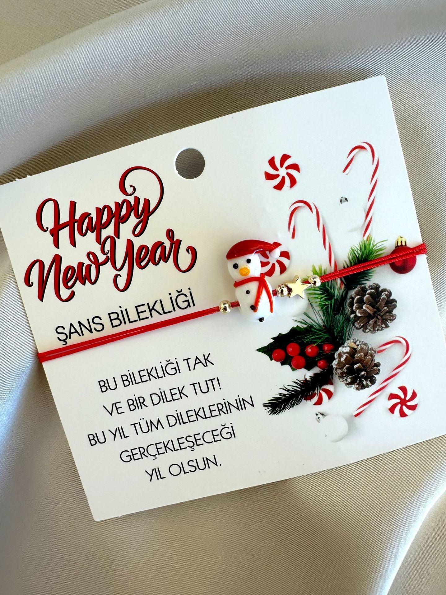 Yeni Yıl Murano Cam Bileklilk(Kardan Adam)