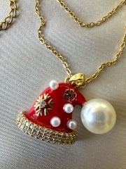 Çelik Yeni Yıl İncili Şapka Kolye