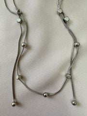 Çelik Silver Topçuk ve Sallantılı Kolye