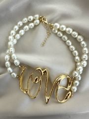 İncili Love Choker Kolye