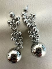 Silver Topçuk Salkım Küpe