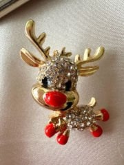 Yeni Yıl Kırmızı Burun Geyik Broş