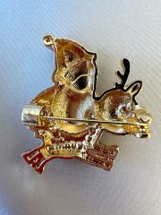 Yeni Yıl Noel Babalı Geyik Broş