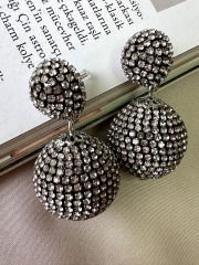 Antrasit Taşlı Top Küpe