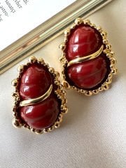 Marka Model Kıvrımlı Tasarım Küpe(Bordo)