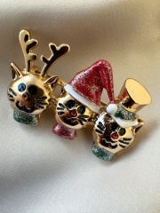 Yeni Yıl 3 Kedi Broş