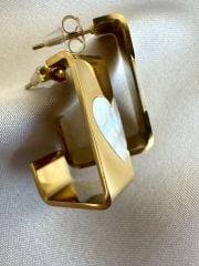 Çelik Gold Kalp Küpe