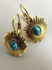 Çelik Güneş Küpe(Turkuaz)