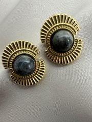 Çelik Vintage Küpe(Siyah)