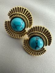 Çelik Vintage Küpe(Turkuaz)
