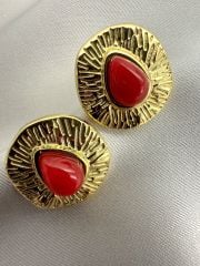 Çelik Ezme Plaka Küpe(Bordo)