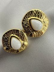 Çelik Ezme Plaka Küpe(Ekru)