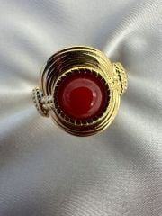 Çelik Vintage Yüzük(Bordo)