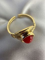 Çelik Vintage Yüzük(Bordo)