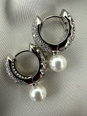 Özel Seri İncili Silver Halka Küpe