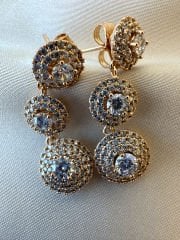 Özel Seri 3 Taşlı Sallantılı Küpe