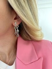 14K Altın Kaplama Renkli Sallantılı Küpe