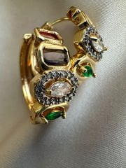 14K Altın Kaplama Renkli Halka Küpe