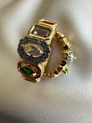 14K Altın Kaplama Renkli Halka Küpe