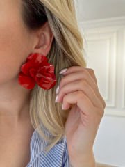 Marka Model Kırmızı Gül Küpe